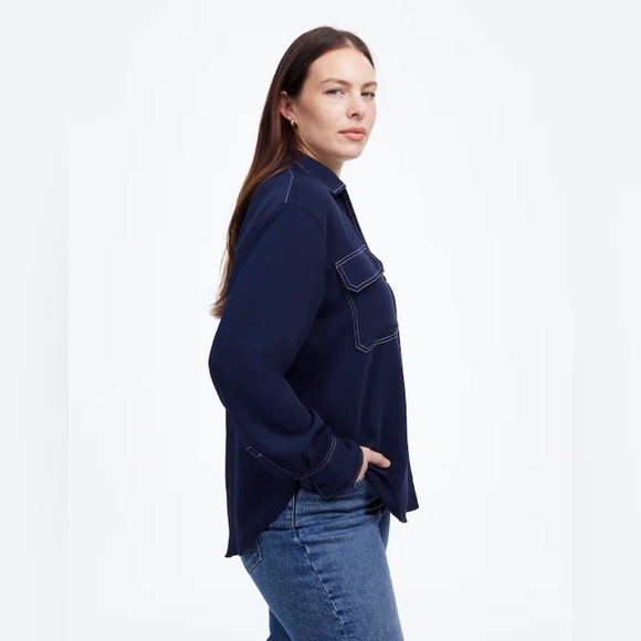 Madewell Contrast-Stitch Popover Shirt XS - Picture 2 of 5